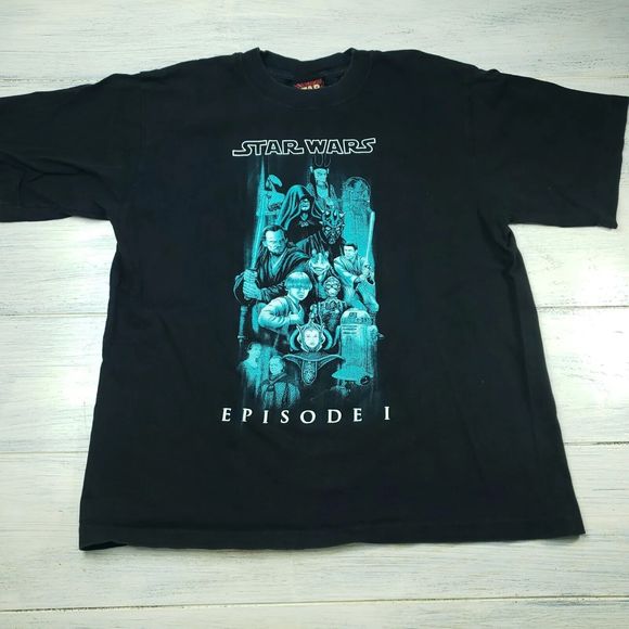 Vintage Youth XL Star Wars T-Shirt Episode 1 Promo Phantom Menace Single Stitch - Picture 1 of 7